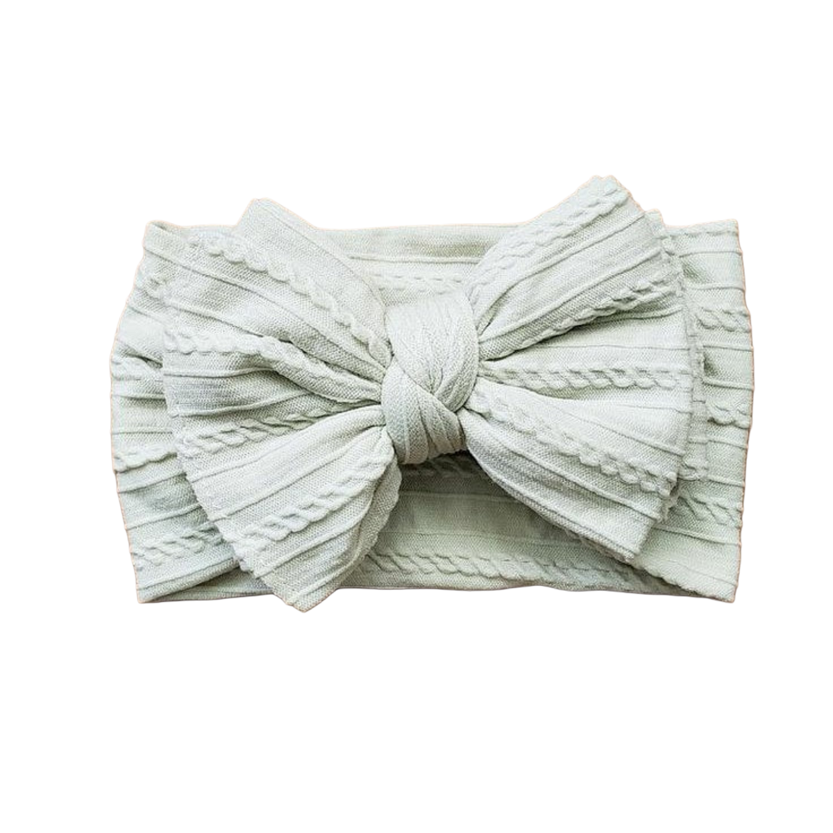 Ruby Cable Knit Big Bow Headband - Sage
