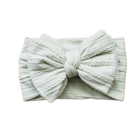 Ruby Cable Knit Big Bow Headband - Sage