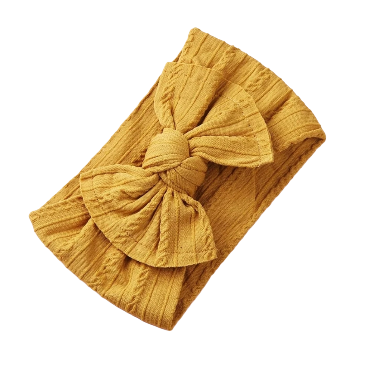 Mia Cable Knit Bow Headwrap - Mustard - Adassa Rose
