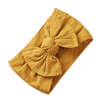 Load image into Gallery viewer, Mia Cable Knit Bow Headwrap - Mustard