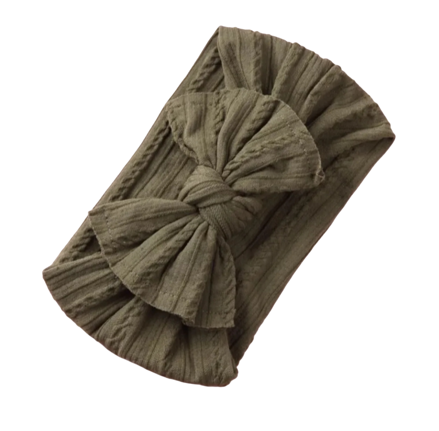 Mia Cable Knit Bow Headwrap - Olive - Adassa Rose