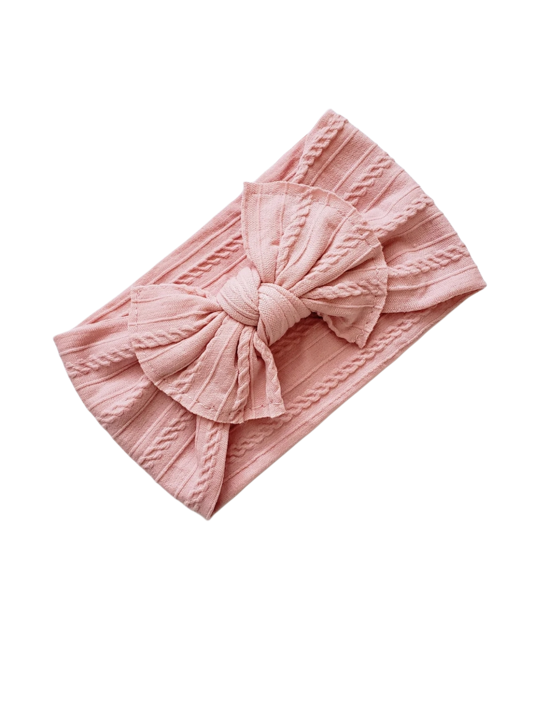 Mia Cable Knit Bow Headband - Blush Pink