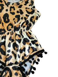 Leopard Pom Pom Romper Baby Girl - Adassa Rose