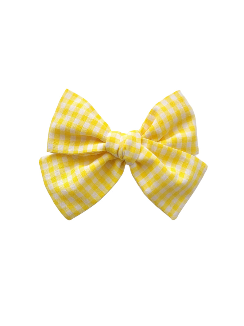 Yellow Gingham Hair Bow
