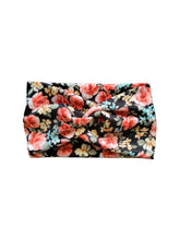 Load image into Gallery viewer, Black Floral Twist Headband