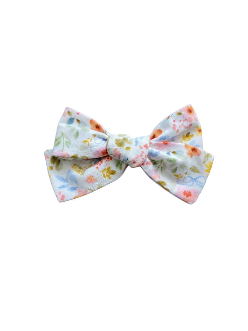 White Floral Hair Bow - Adassa Rose