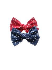 Red White And Blue Star Hair Bow Set - Adassa Rose