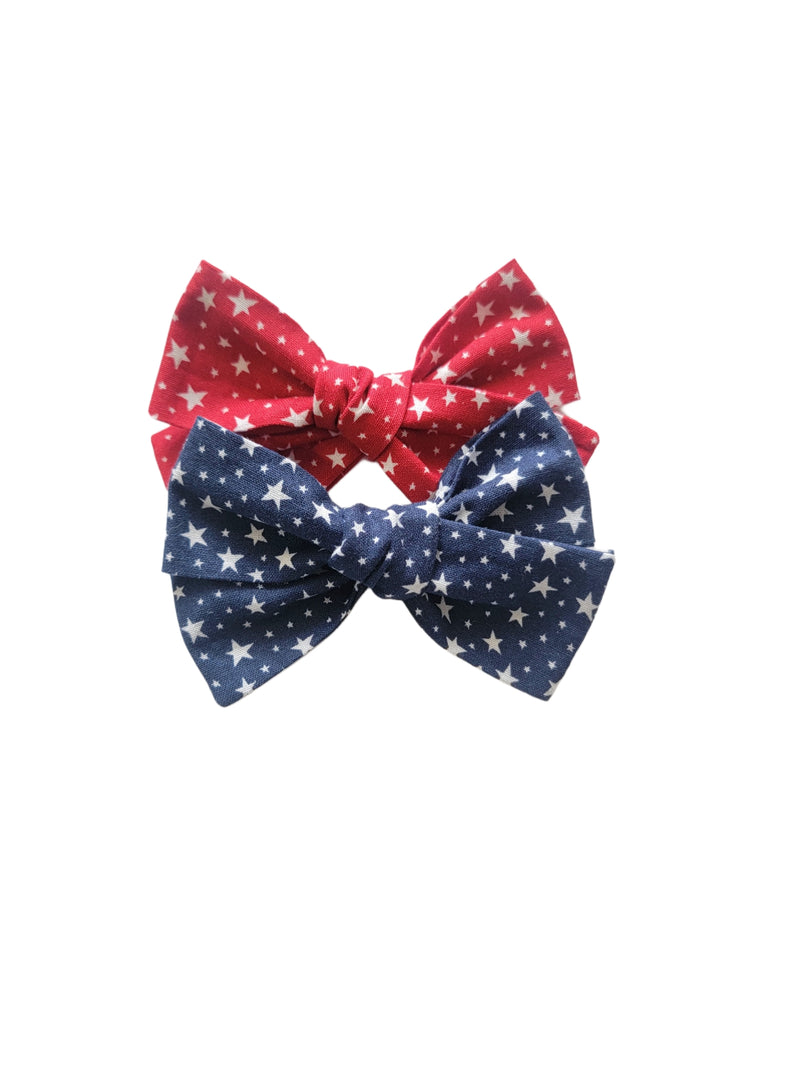 Red White And Blue Star Hair Bow Set - Adassa Rose