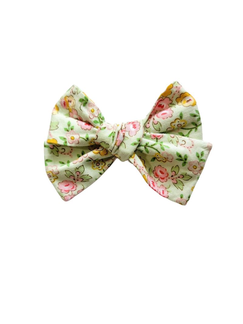 Mint Floral Hair Bow - Adassa Rose