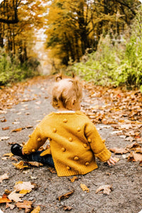 Pom Pom Cardigan Sweater - Honey Mustard - Adassa Rose