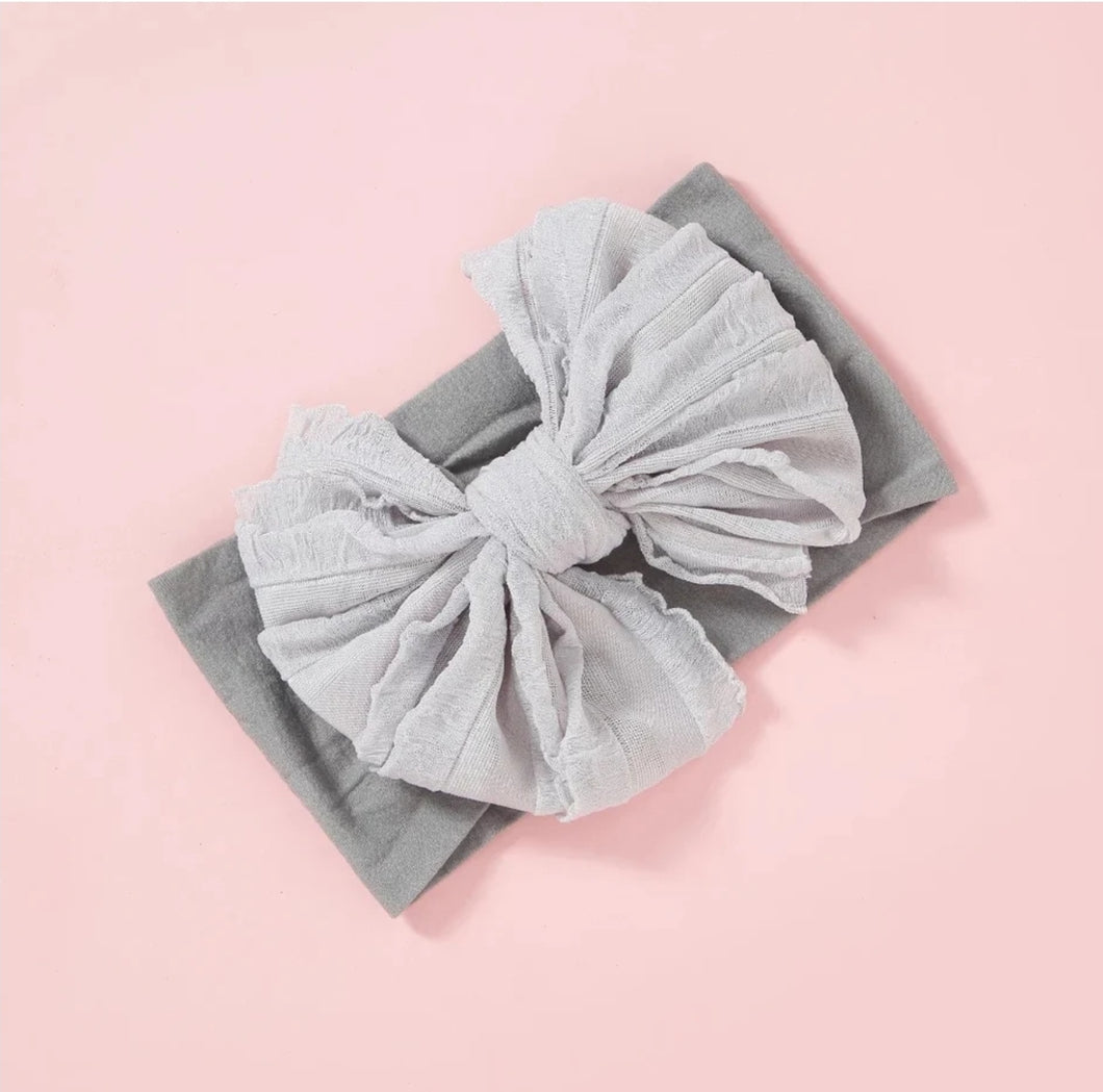Rosie Bow Headband - Gray
