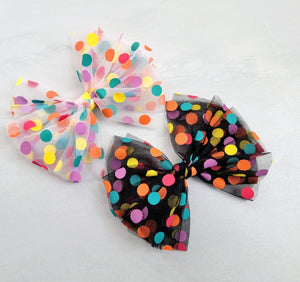 Confetti Hair Bow  White