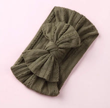 Load image into Gallery viewer, Mia Cable Knit Bow Headwrap - Olive