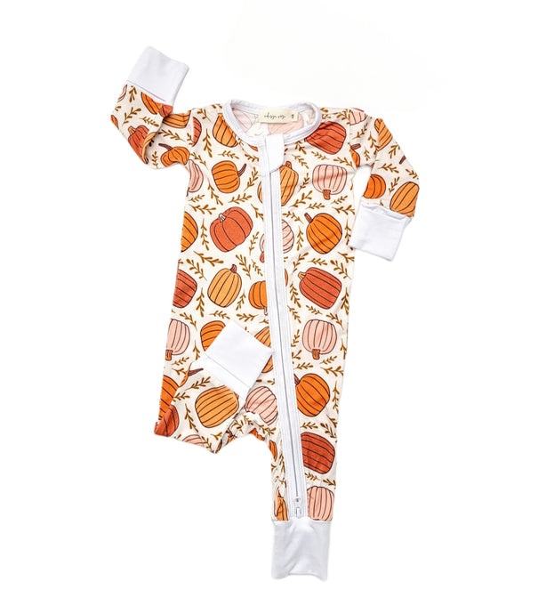 Hazel Pumpkin Bamboo Zipper Romper Baby