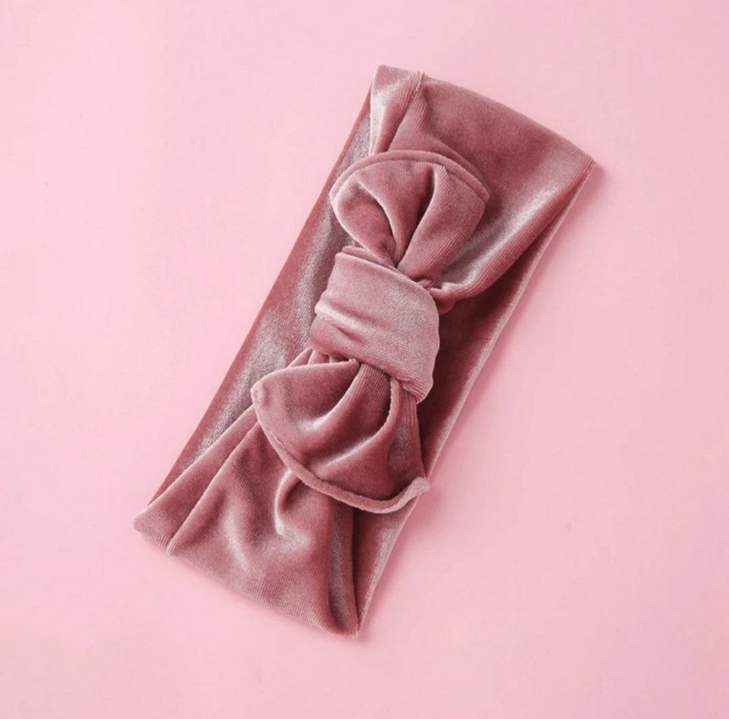 Mauve Velvet Bow Headwrap