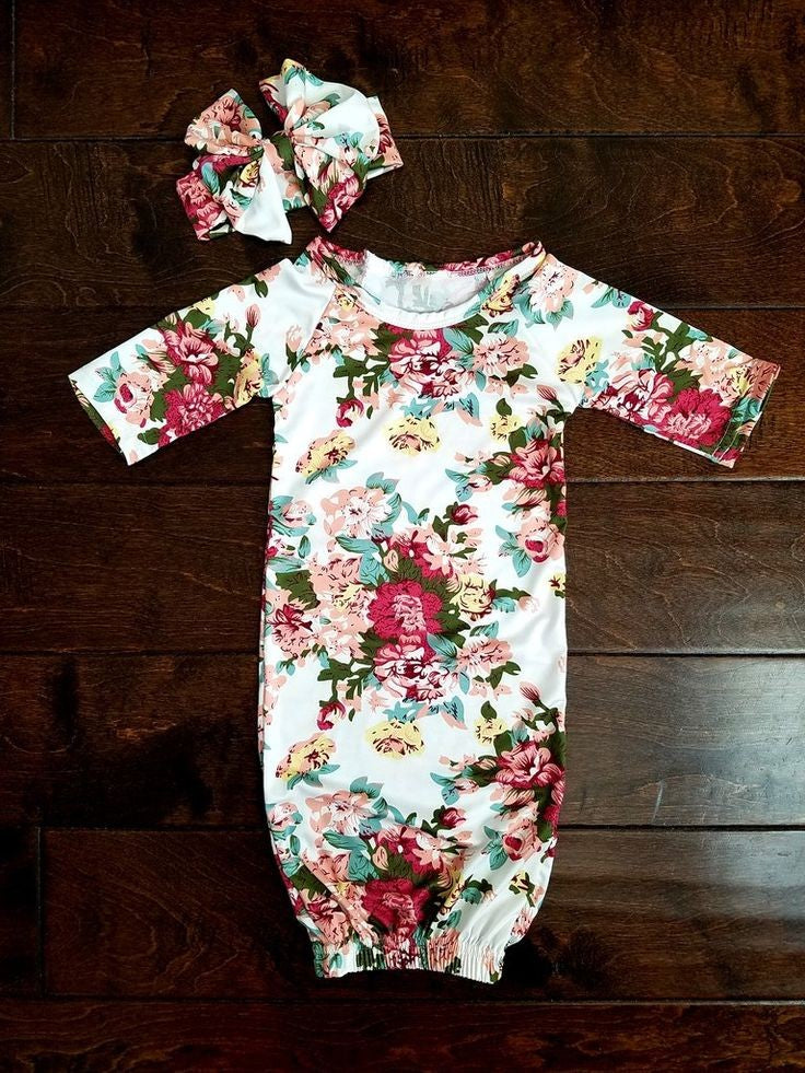 Scarlett Newborn Gown Coming Home Outfit Girl - Adassa Rose