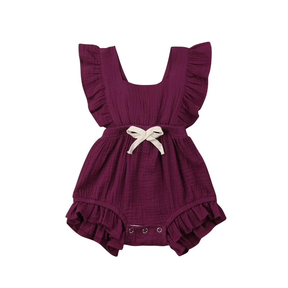 Mila Ruffle Romper Burgundy - Adassa Rose