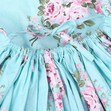Load image into Gallery viewer, Cherie Floral Flutter Sleeve Dress Girls Aqua - Adassa Rose