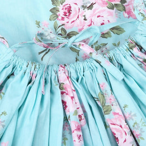 Cherie Floral Flutter Sleeve Dress Girls Aqua - Adassa Rose