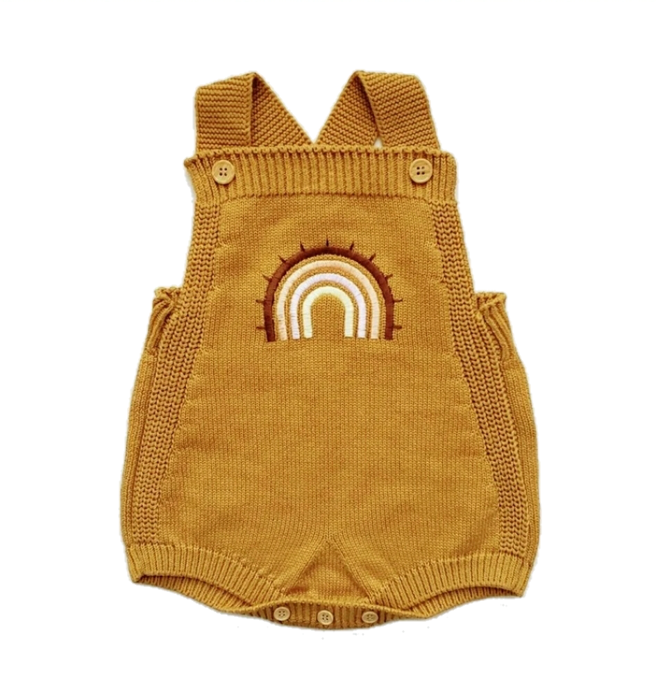 Rainbow Knitted Romper | Mustard - Adassa Rose