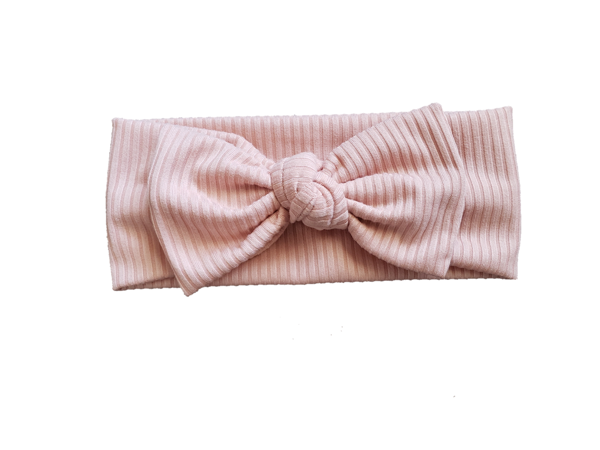 Ribbed Knot Bow Headband In Vintage Pink - Adassa Rose