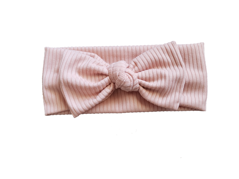 Ribbed Knot Bow Headband In Vintage Pink - Adassa Rose