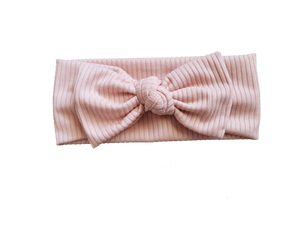 Ribbed Knot Bow Headband In Vintage Pink