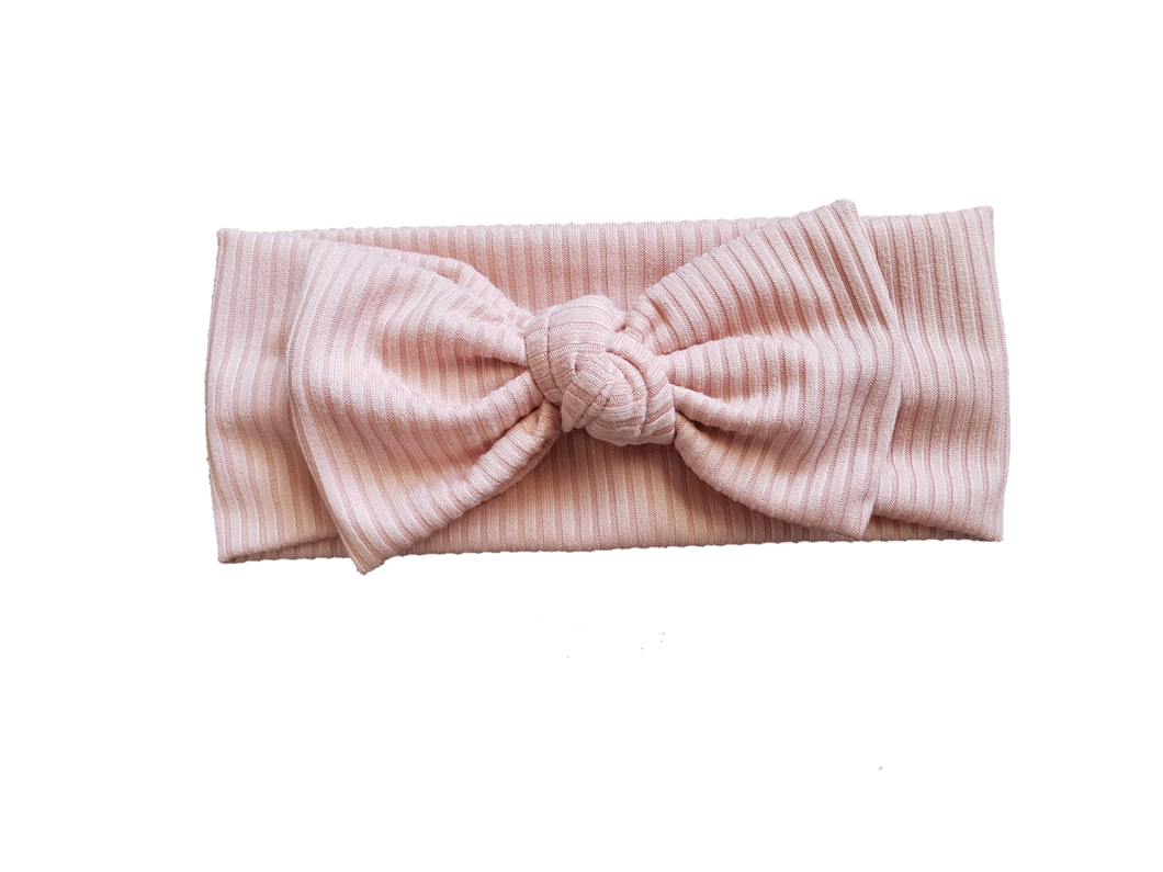 Ribbed Knot Bow Headband In Vintage Pink