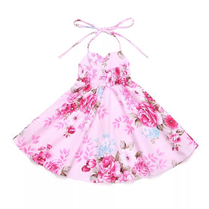 Madison Floral Halter Dress Pink - Adassa Rose