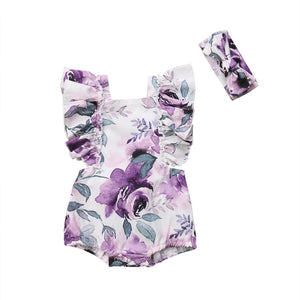Plum Flutter Romper And Headband Set - Adassa Rose