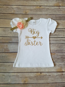 Big Sister Gold Glitter Shirt - Adassa Rose