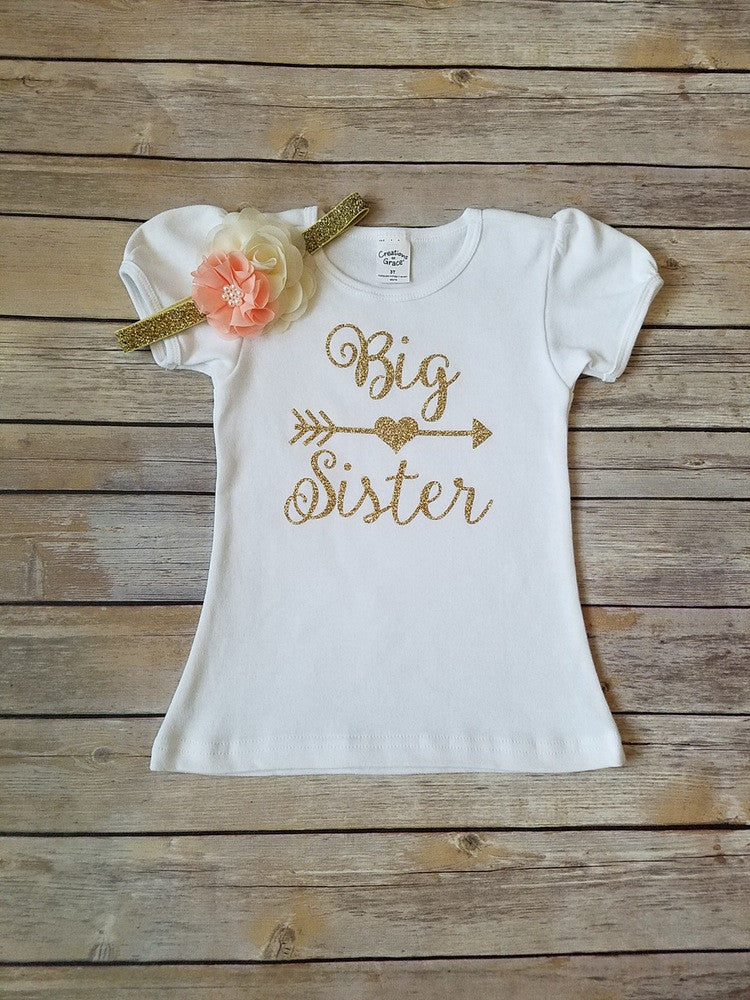 Big Sister Gold Glitter Shirt - Adassa Rose