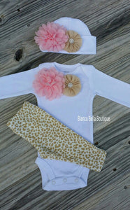 Pink And Tan Newborn Outfit - Adassa Rose