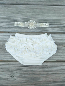 Ivory Newborn Bloomer And Headband - Adassa Rose