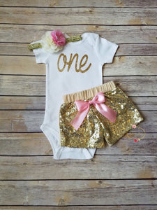 Pink And Gold First Birthday Outfit - Adassa Rose