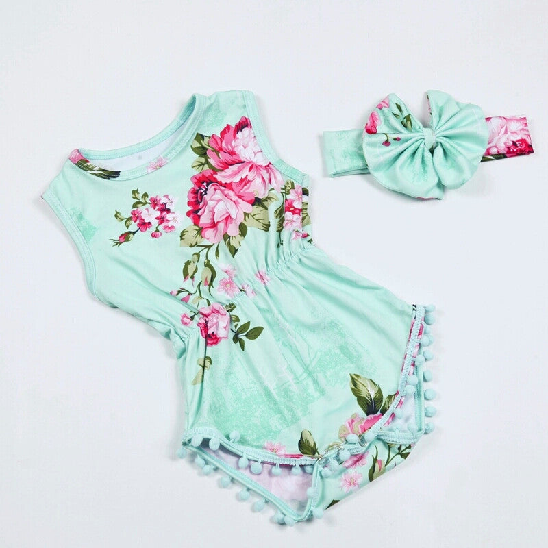Eden Floral Pom Pom Romper - Adassa Rose