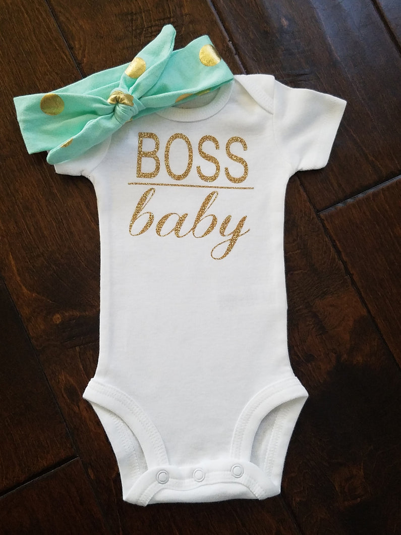 Gold Glitter Boss Baby Onesie Funny Onesie - Adassa Rose