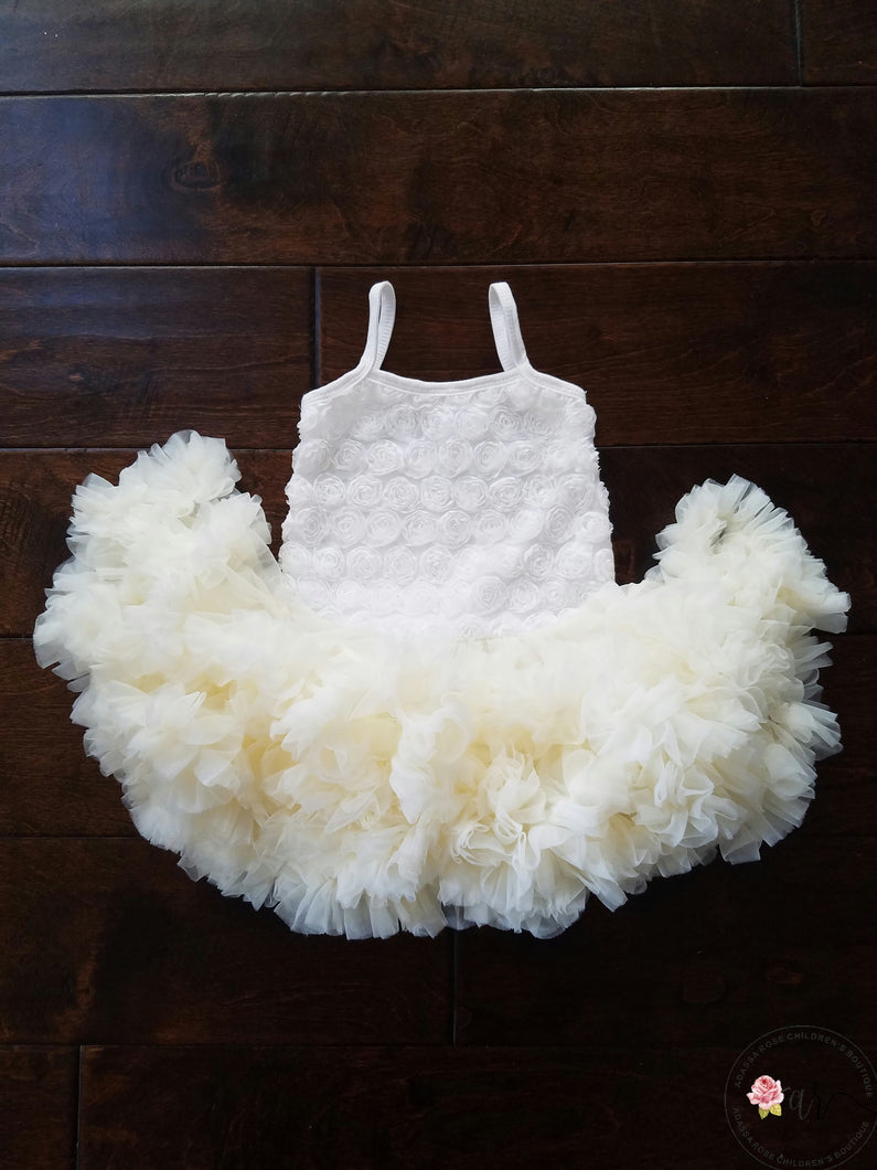 Ivory Rosette Tutu Dress - Adassa Rose