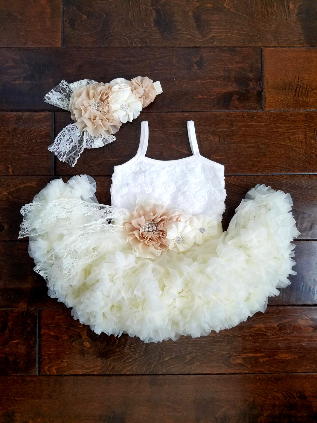 cream tutu dress 3/4 Sleeve Sequin Tutu Dress in Cream and Gold