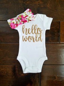 Alexa Hello World Bodysuit And Headband Set - Adassa Rose