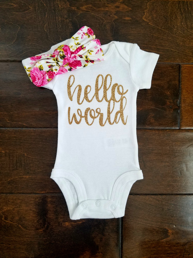 Alexa Hello World Bodysuit And Headband Set - Adassa Rose