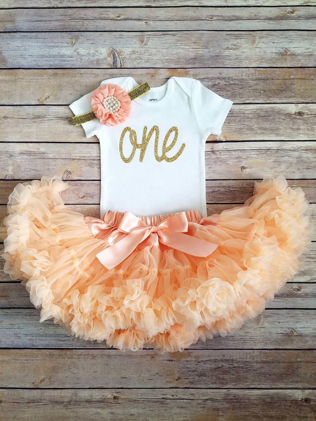 Brooke Peach And Gold First Birthday Outfit - Adassa Rose
