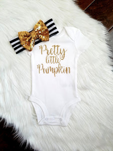 Pretty Little Pumpkin Onesie Baby's First Halloween Halloween Shirt - Adassa Rose