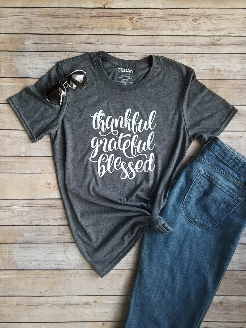 Thankful Grateful Blessed Shirt Fall Shirt Ladies ThanksgivingT-Shirt Fall Tee - Adassa Rose