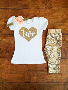Second Birthday Outfit Girl Peach And Gold 2nd Birthday Outfit - Adassa Rose