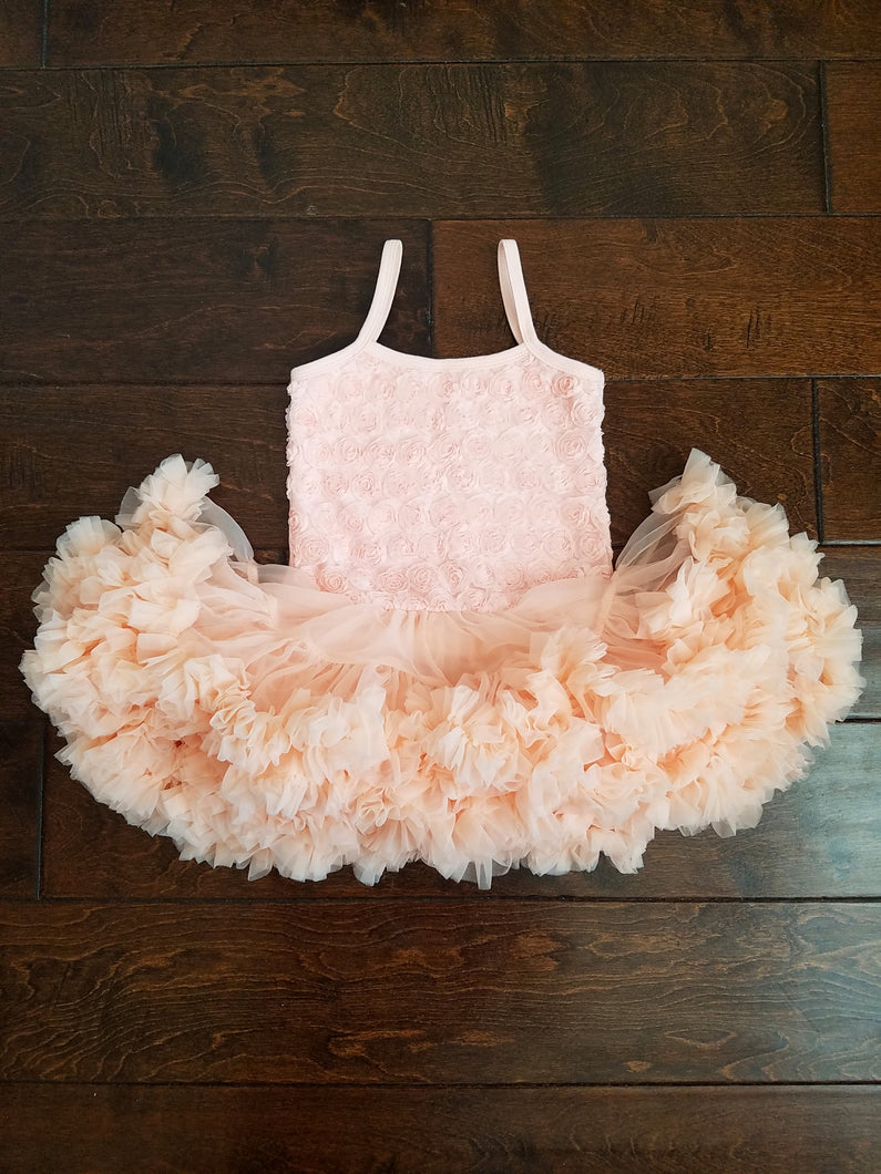 Rosette Tutu Dress Peach - Adassa Rose