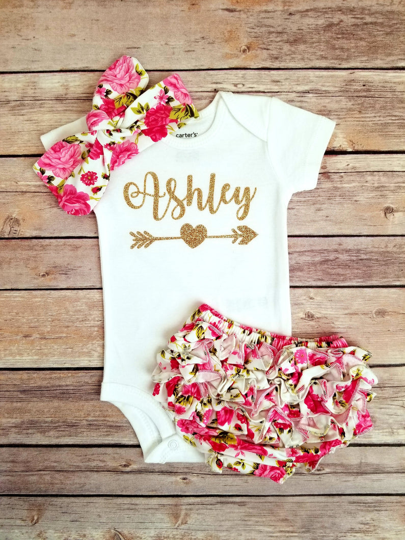 Rose Floral Baby Girl Outfit - Adassa Rose