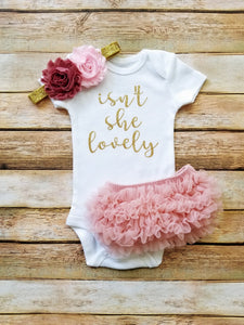 Isn't She Lovely Newborn Outfit Girl Dusty Pink And Gold Coming Home Outfit Girl - Adassa Rose