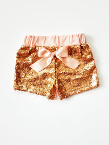 Rose Gold Sequin Shorts Girl - Adassa Rose