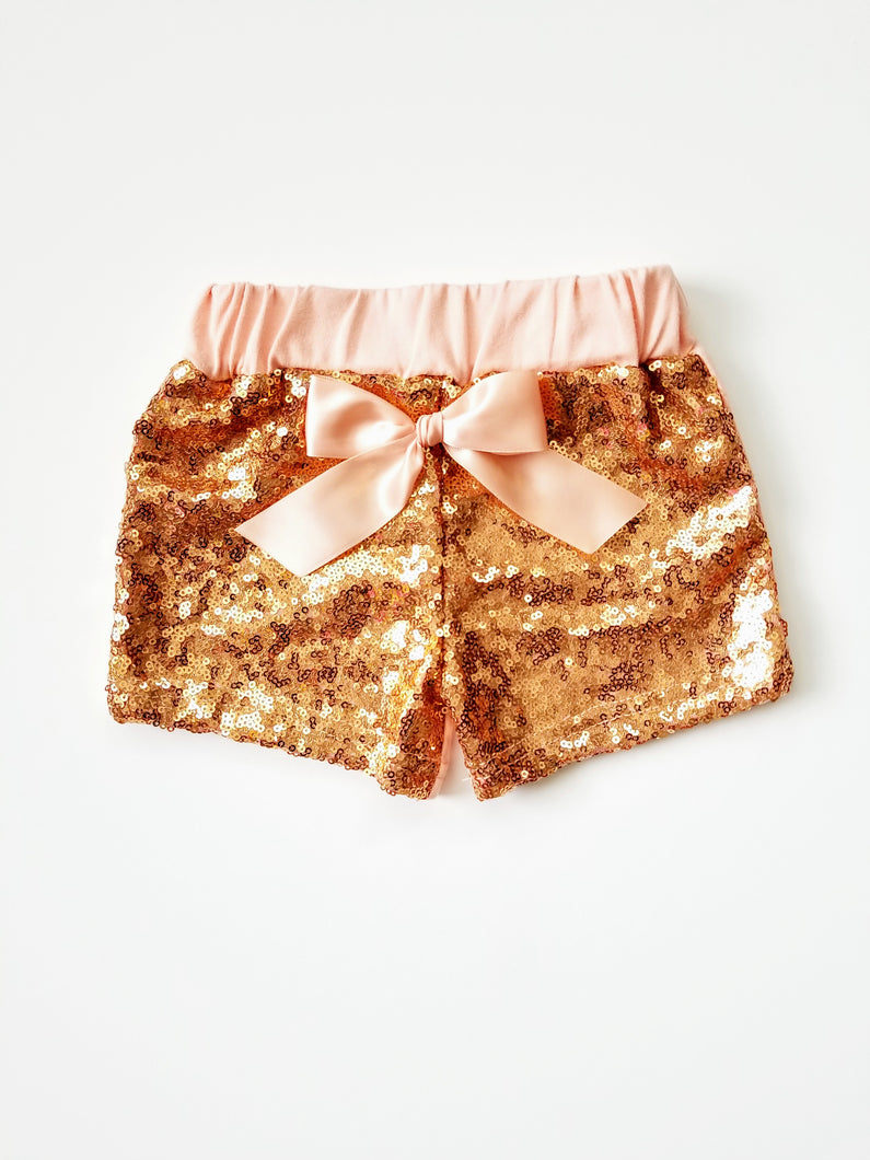 Rose Gold Sequin Shorts Girl - Adassa Rose